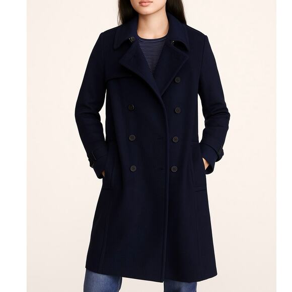 J. Crew Icon Trench Wool Cashmere By Nello Gori Navy Blue - Picture 1 of 8
